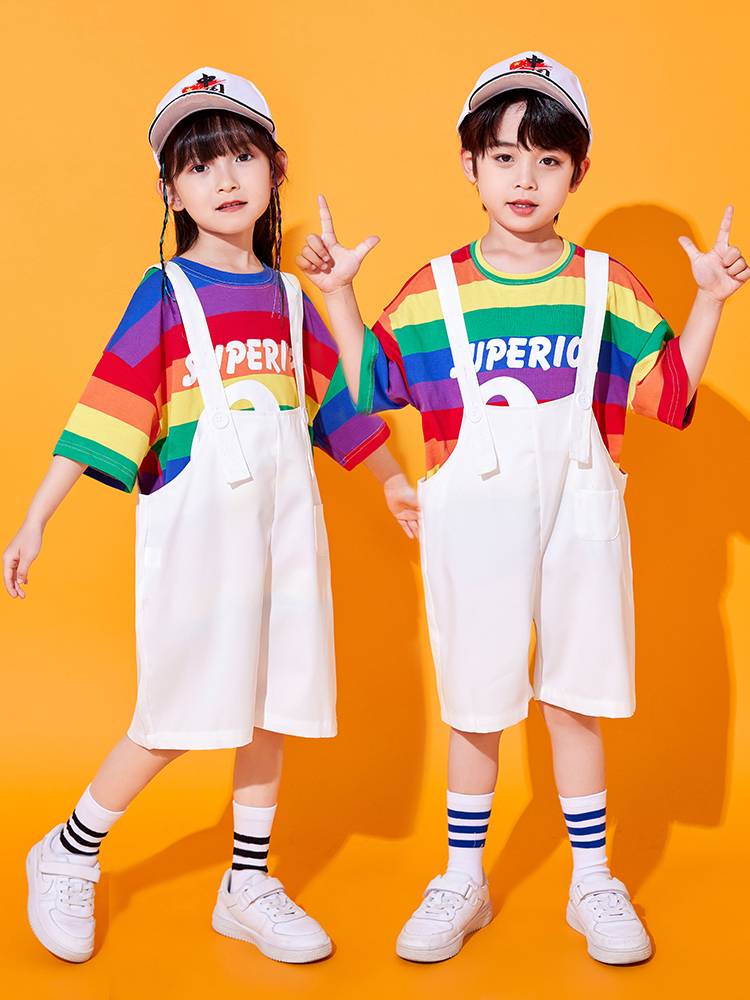 Children's Children's La Team Performance Services Rainbow Performance Clothing Games Belt Pants Kindergarten Class Graduation Photo