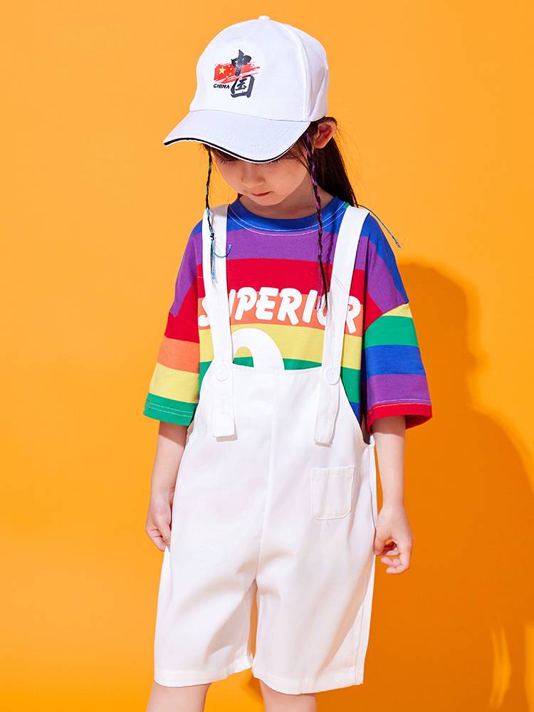 Children's Children's La Team Performance Services Rainbow Performance Clothing Games Belt Pants Kindergarten Class Graduation Photo