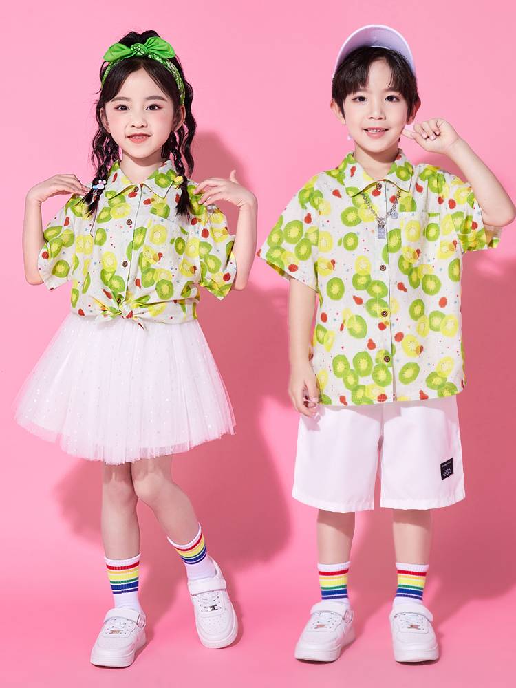 June 1st Performance Clothing Flower Shirt Retro Hong Kong Wind Kindergarten Dance Dance Graduate Graduate La Team Performance Clothing