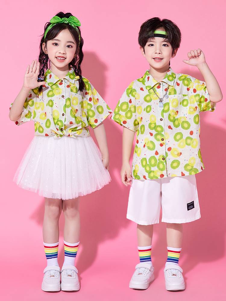 June 1st Performance Clothing Flower Shirt Retro Hong Kong Wind Kindergarten Dance Dance Graduate Graduate La Team Performance Clothing