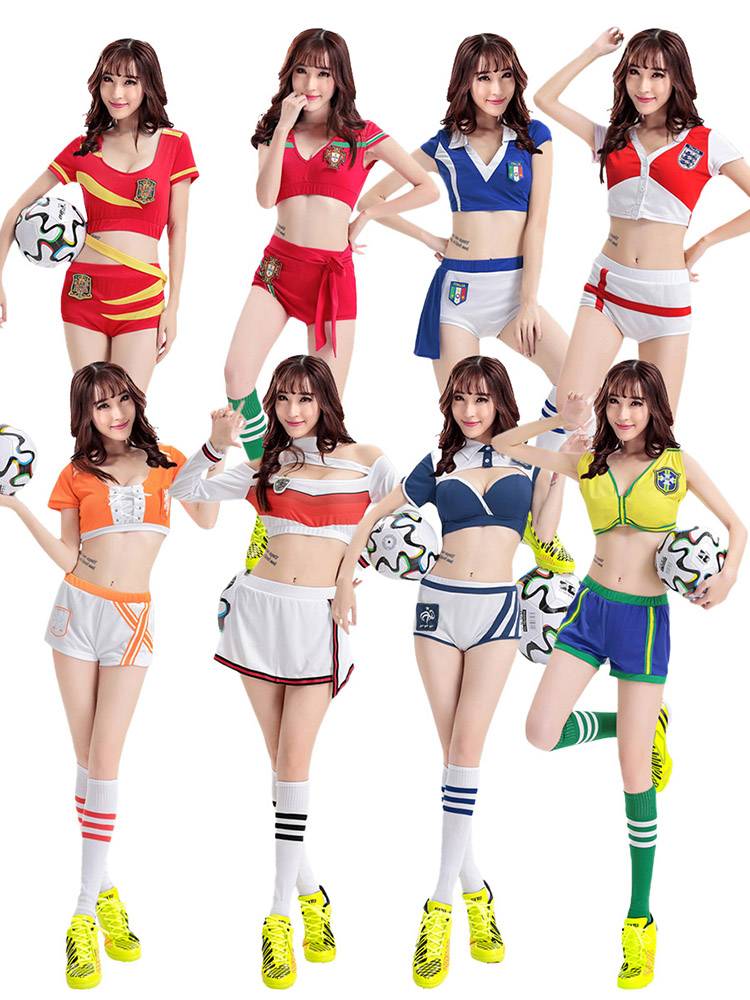 The football-baby group plays the adult cheerleading and the dance-suit ladies' gymnast