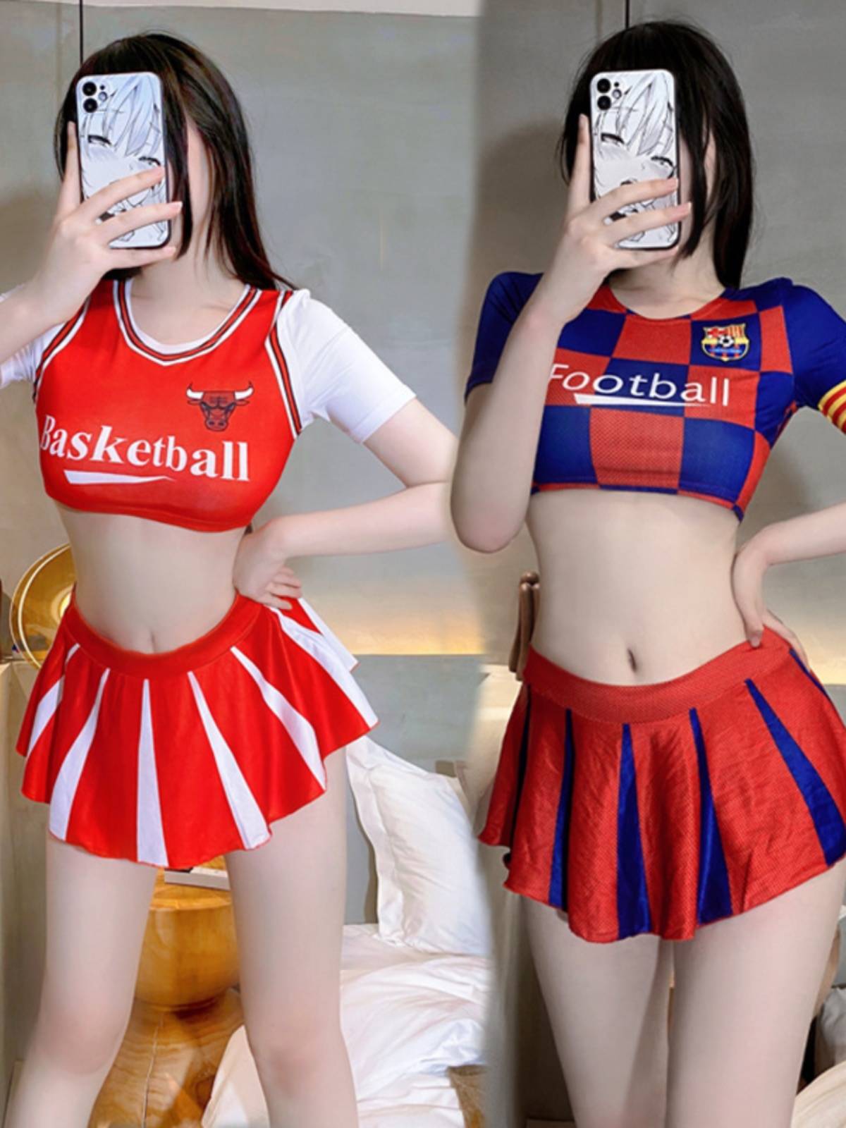 World Cup football baby uniform bar DS dancing half -body mini skirt exposed navel cheerleading show love set women set