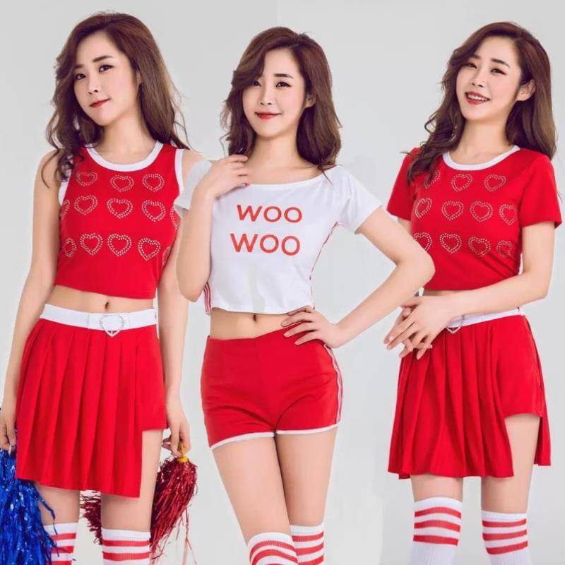 The new universe girl cheerleading set female student women's group red play performance sports meeting table