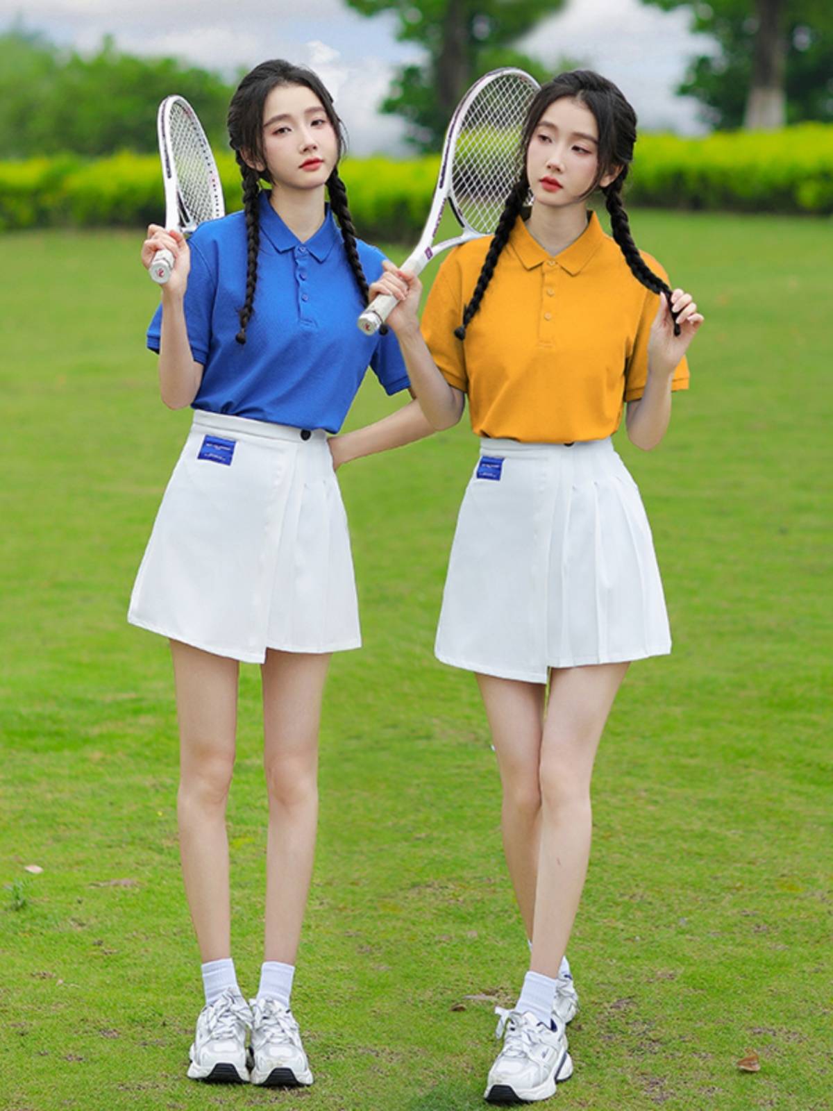 Summer women's group POLO led cheerleading team service middle school student sports meeting set suit set high school student choir performance service