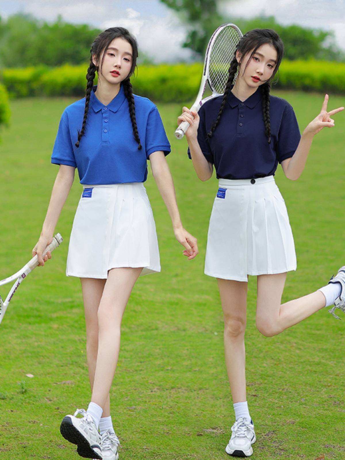 Summer women's group POLO led cheerleading team service middle school student sports meeting set suit set high school student choir performance service