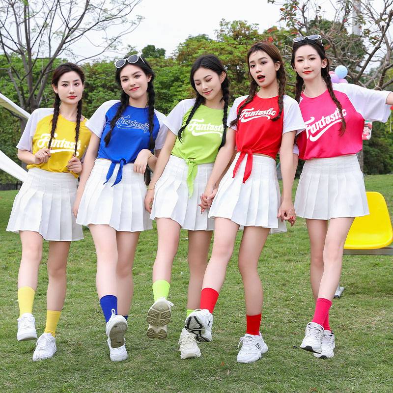 Candy -colored student group sports meeting graduation photo la la la fucking performance clothing adult Lara team performance service men and women
