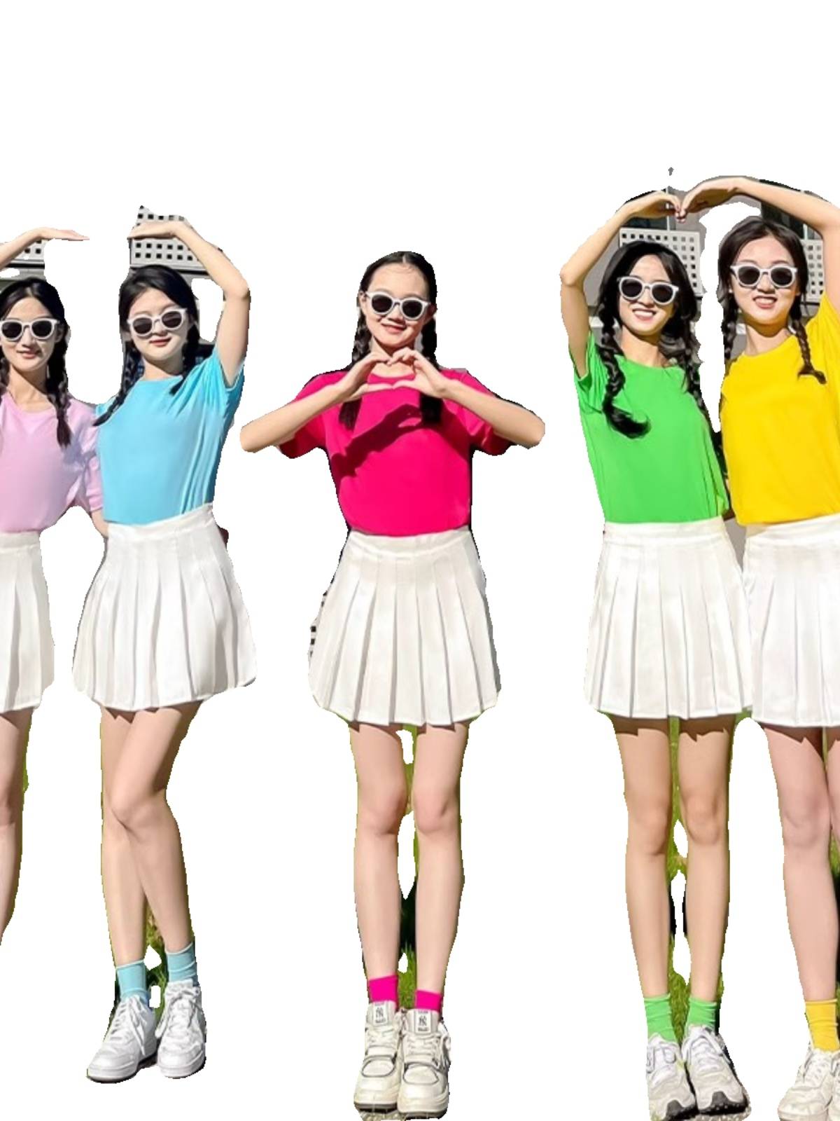 Candy -colored T -shirt La La Raoming Performance Lala team performing summer sports meeting high school graduate season girlfriends clothing