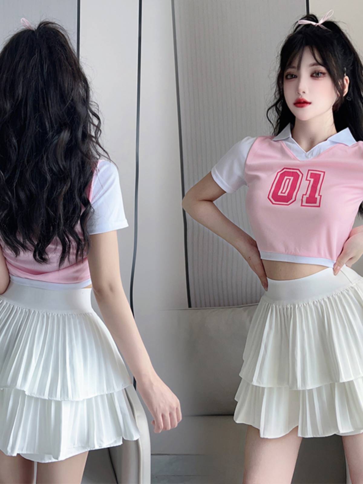 Student Lara team performs Korean version of gonber gymnastics clothing female cheerleading fuck women's group dance jazz performance suit