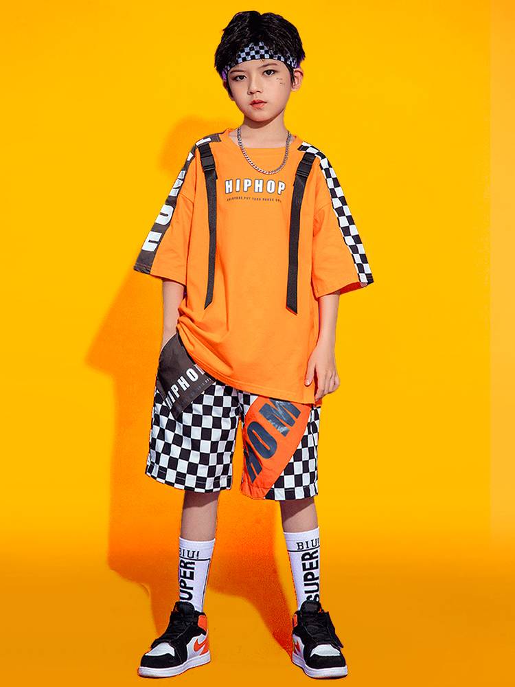 Children's cheerleader performance service elementary school sports meeting clothing male Boy's jazz dance modern dance kindergarten chorus suits