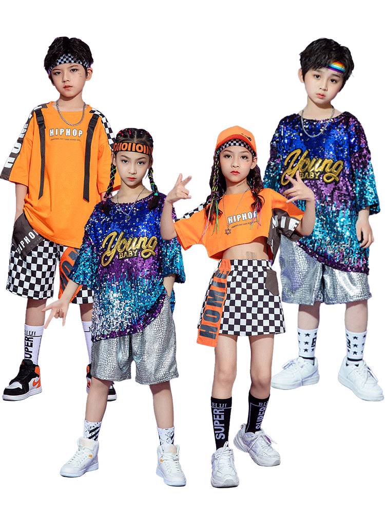 Children's cheerleader performance service elementary school sports meeting clothing male Boy's jazz dance modern dance kindergarten chorus suits