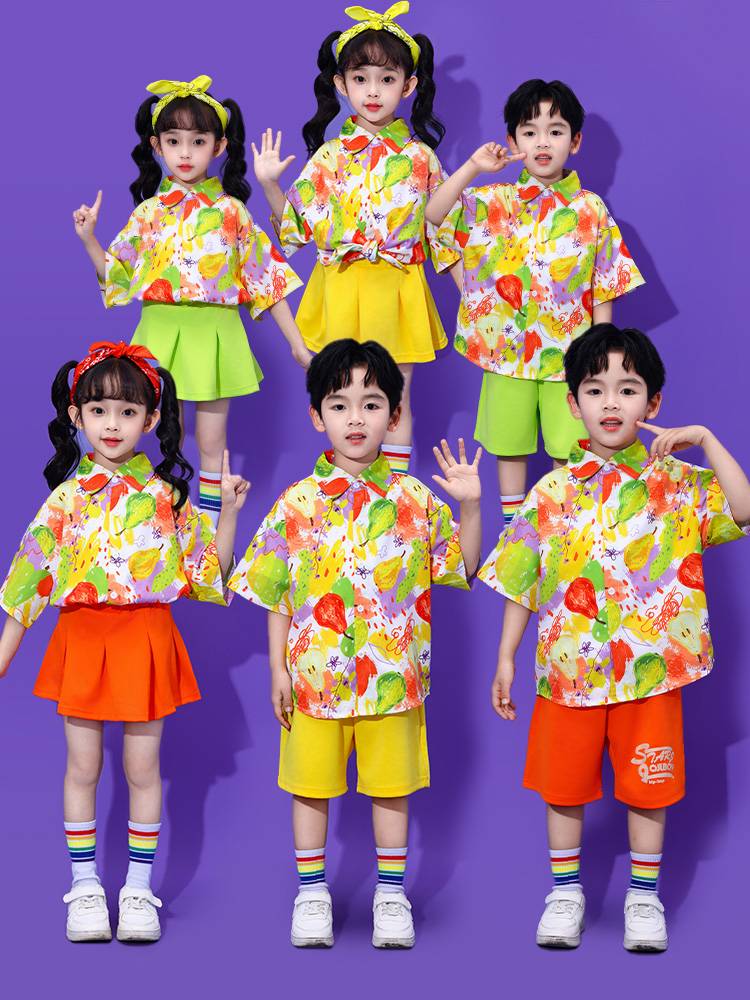 Primary and secondary school students cheerleading kindergarten chorus chorus class clothes Hong Kong style shirt Liuyi children cheerleading service