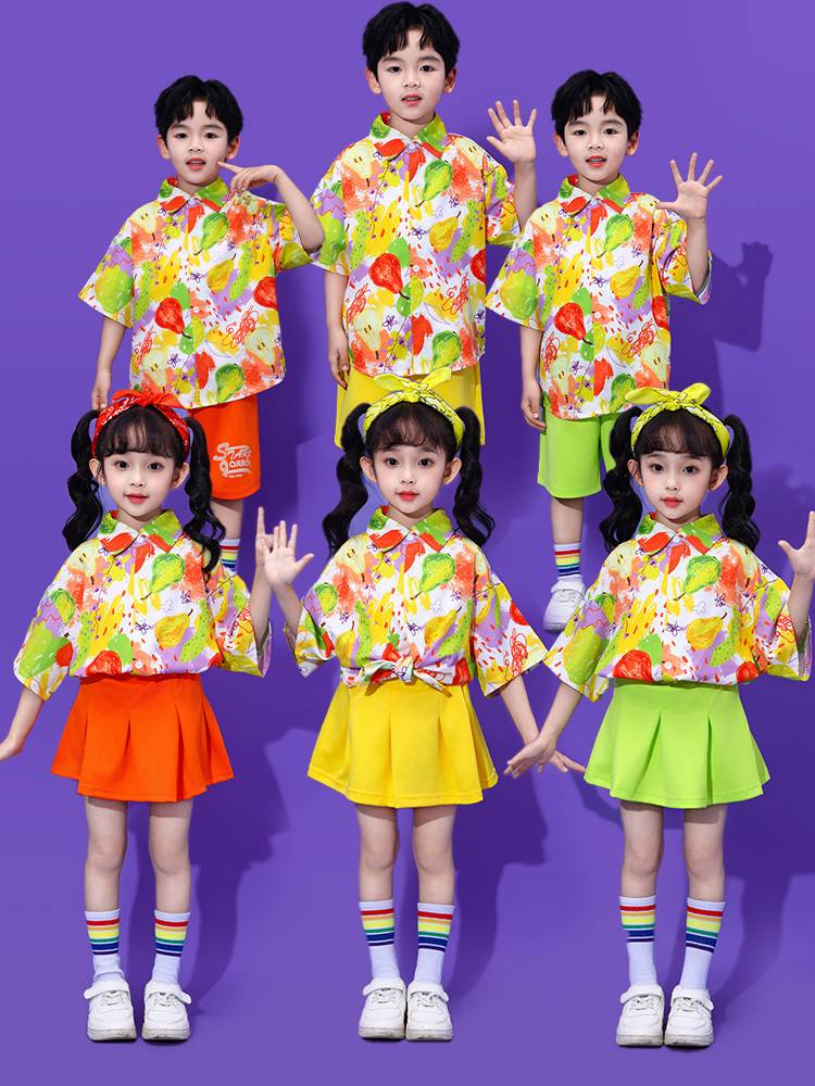 Primary and secondary school students cheerleading kindergarten chorus chorus class clothes Hong Kong style shirt Liuyi children cheerleading service