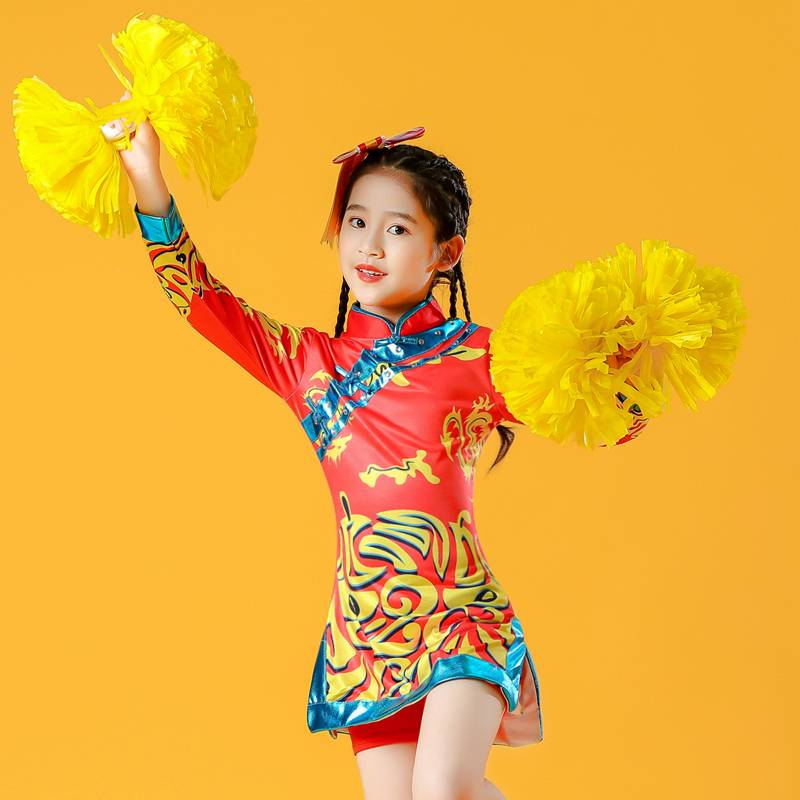 Original Children's Performance Service La La Team Elementary School Chinese Wind Set Games Group National Cheongsam Performance Service