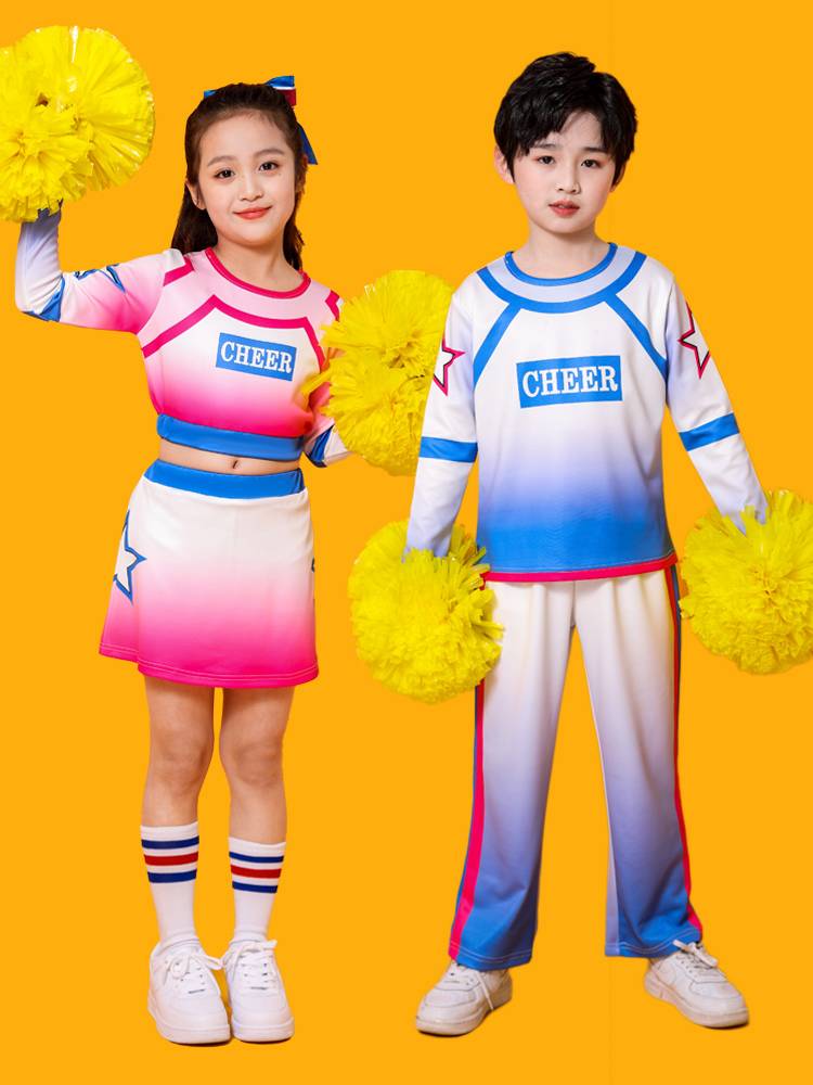 Children cheerleading team clothing competitive beauty exercise primary and secondary school student boy and girl jazz row exercise show performance service