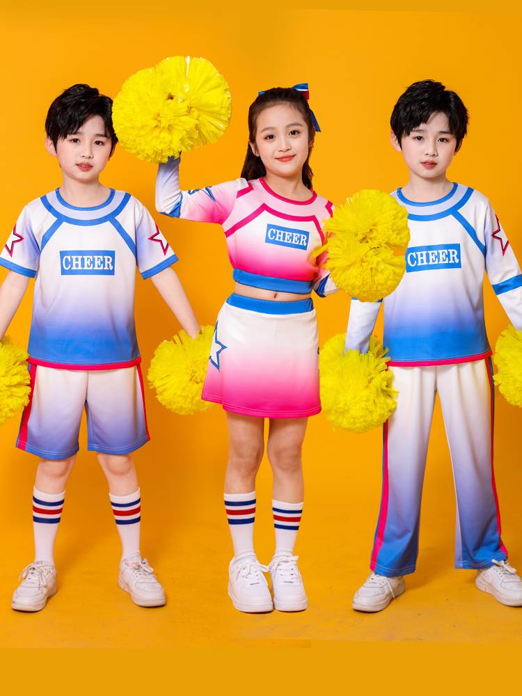 Children cheerleading team clothing competitive beauty exercise primary and secondary school student boy and girl jazz row exercise show performance service