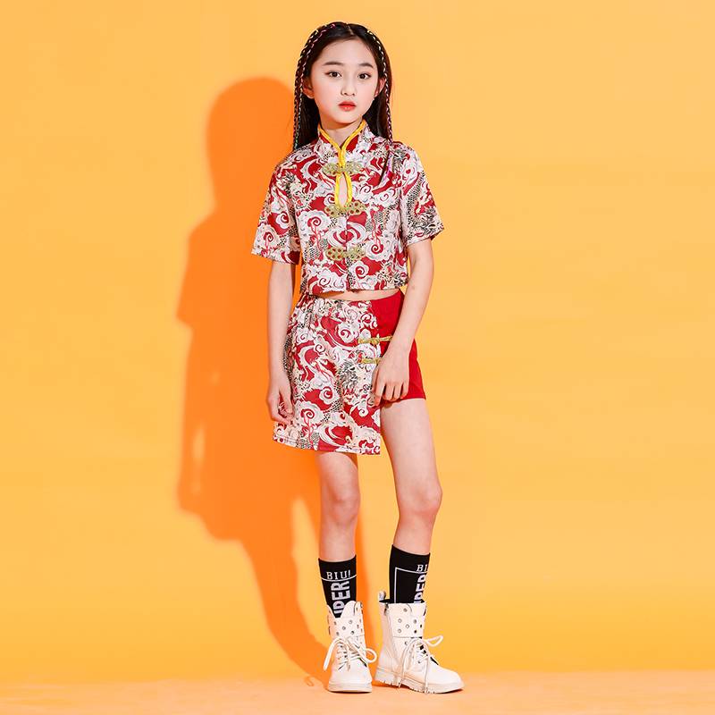 New Children's Chinese Wind La Team cheongsam boys and girls kindergarten school school uniform performance service