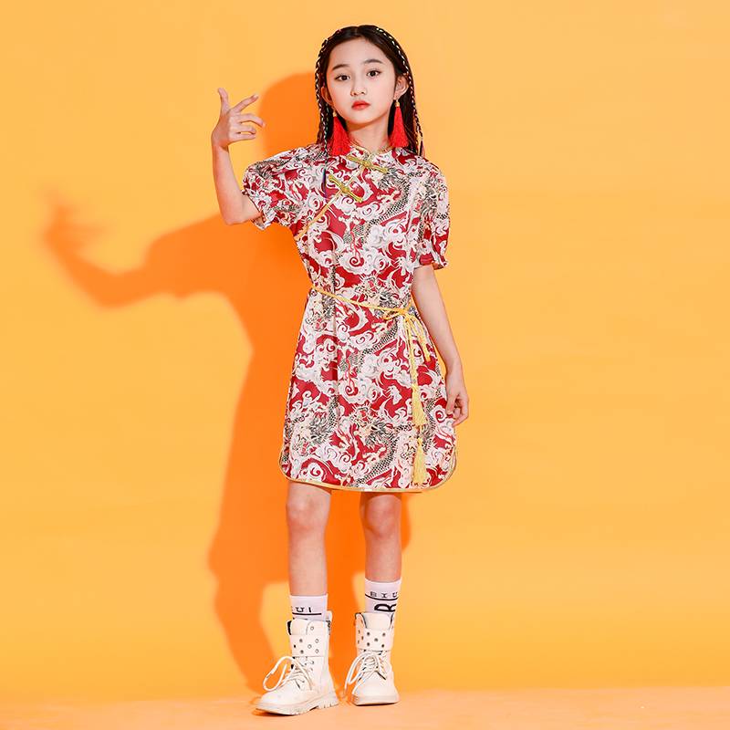 New Children's Chinese Wind La Team cheongsam boys and girls kindergarten school school uniform performance service