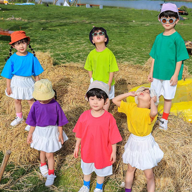 Children's Sky Performance Services Kindergarten Candy and Color Industry T -shirt Primary Student La La Team Performance Services Six One