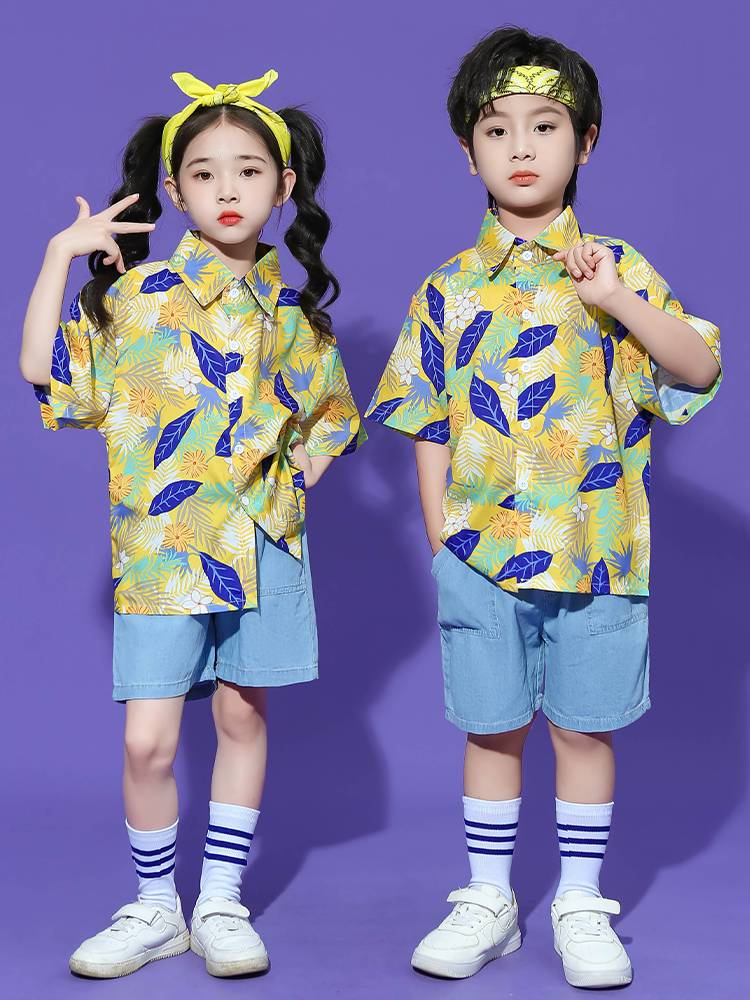 Children's Children's La Team Performance Clothing Kindergarten Graduate Hong Kong Wind Retro Performance Primary School Games Class