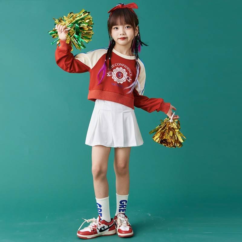 Spot Children's Performance Service La La team red cheerleading long sleeve watches N active spring elementary school sports