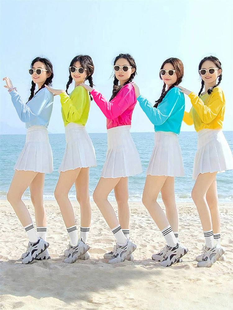 The opening ceremony of the middle school student sports meeting jazz dance performance clothing women's group candy color cheerleading cheerleader performance service