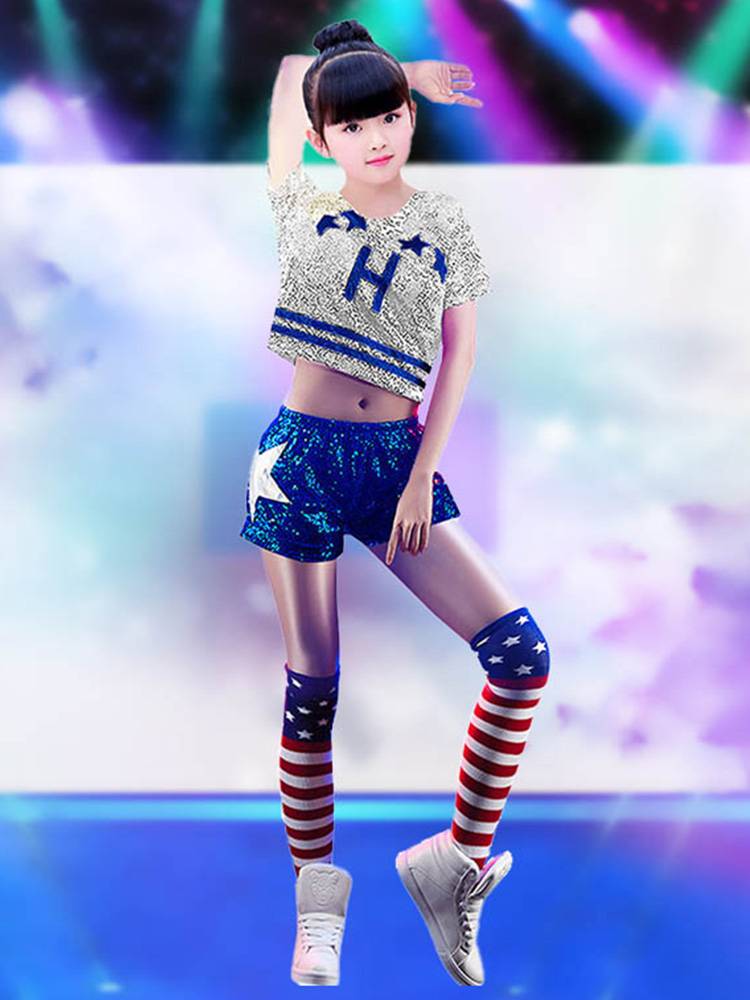Children's sequins basketball baby cheerleading team performed men's and women's hip -hop hip -hop watching clothing adult jazz dance clothing