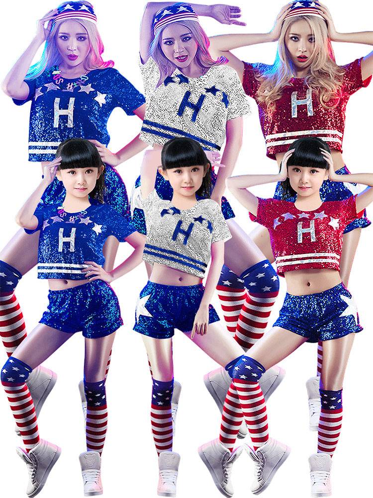 Children's sequins basketball baby cheerleading team performed men's and women's hip -hop hip -hop watching clothing adult jazz dance clothing