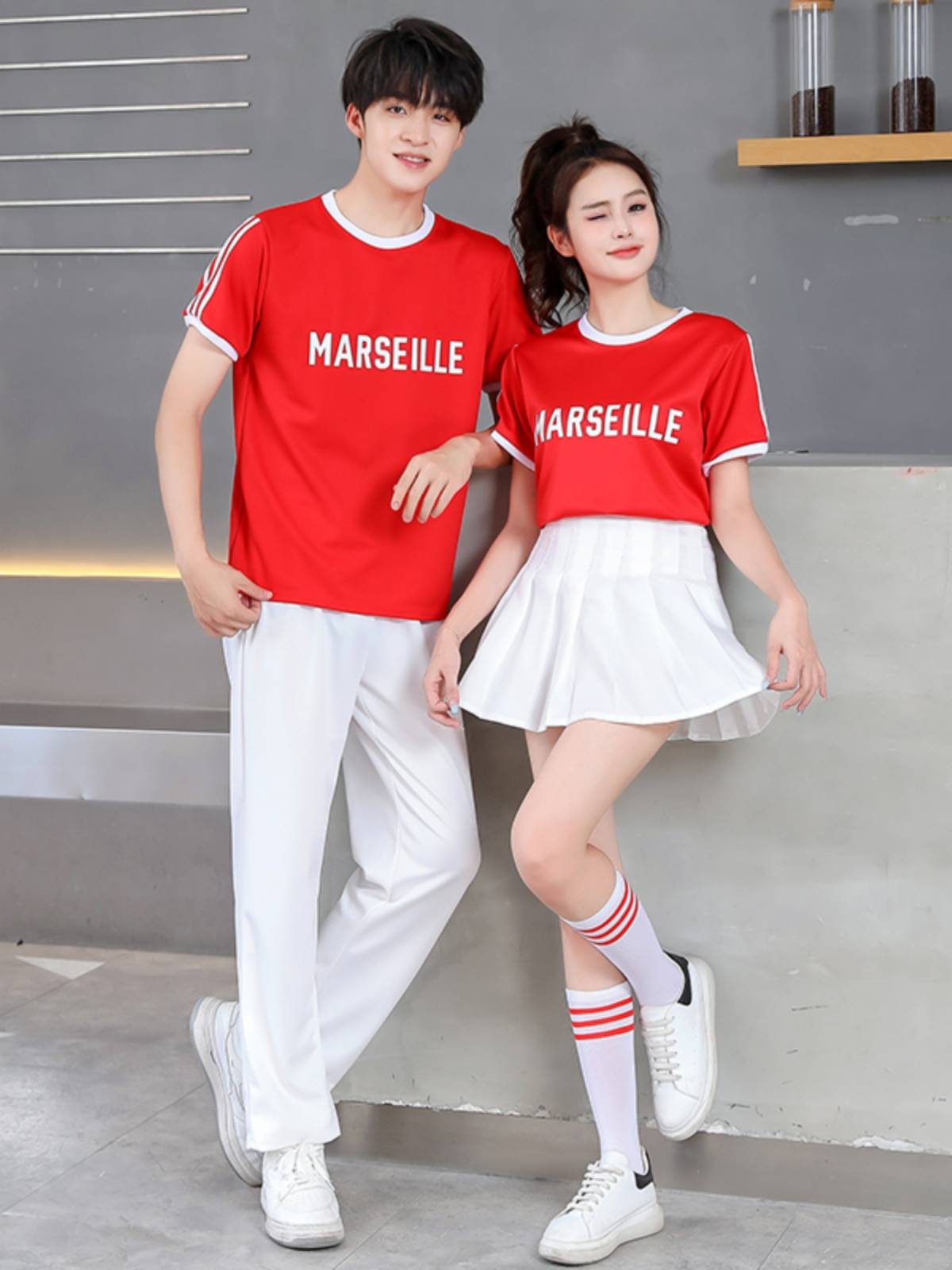 Cheerleader competition clothing adult student sports meeting opening ceremony men's and women's group La La Rala performance set