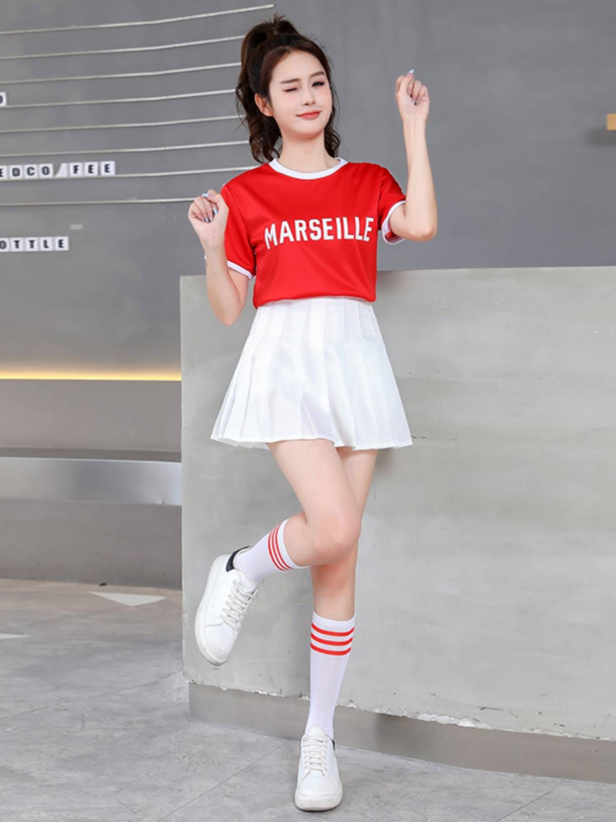 Cheerleader competition clothing adult student sports meeting opening ceremony men's and women's group La La Rala performance set