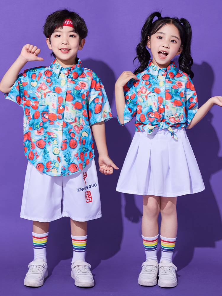 Children's Children's La Team Performance Services Hong Kong Flower Shirts Games Primary School Student Kindergarten Dance Performance Clothing