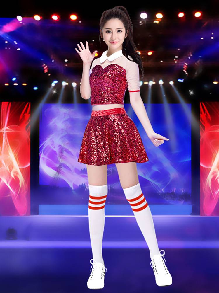 Women's group sequins, cheerleading, adult jazz dance performance service la la la fucking suit square dance modern dance students