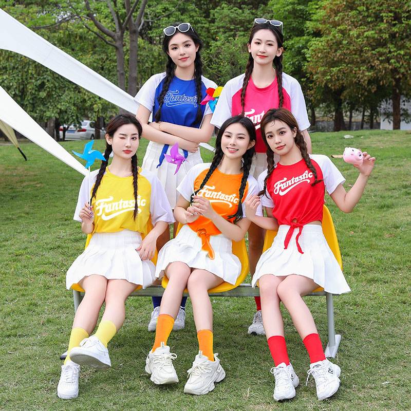 Summer new candy color cheerleading team dance performance service junior high school student sports meeting la la la la performance clothing