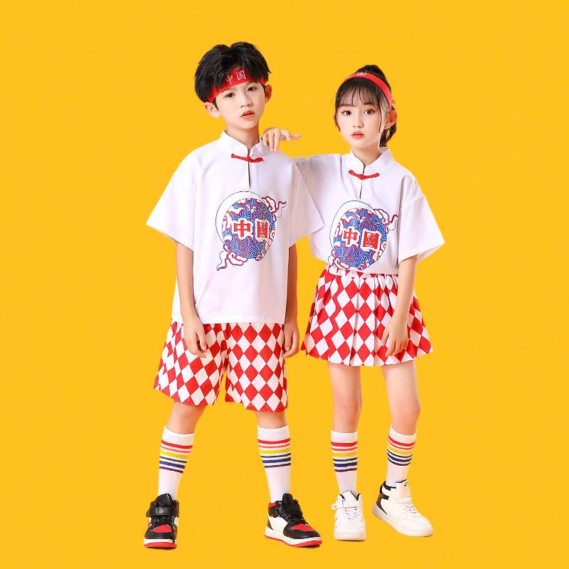 The opening ceremony of the Children's Primary and Middle School Students Games Costume China Wind La Team Kindergarten Watch Performance Service Lala