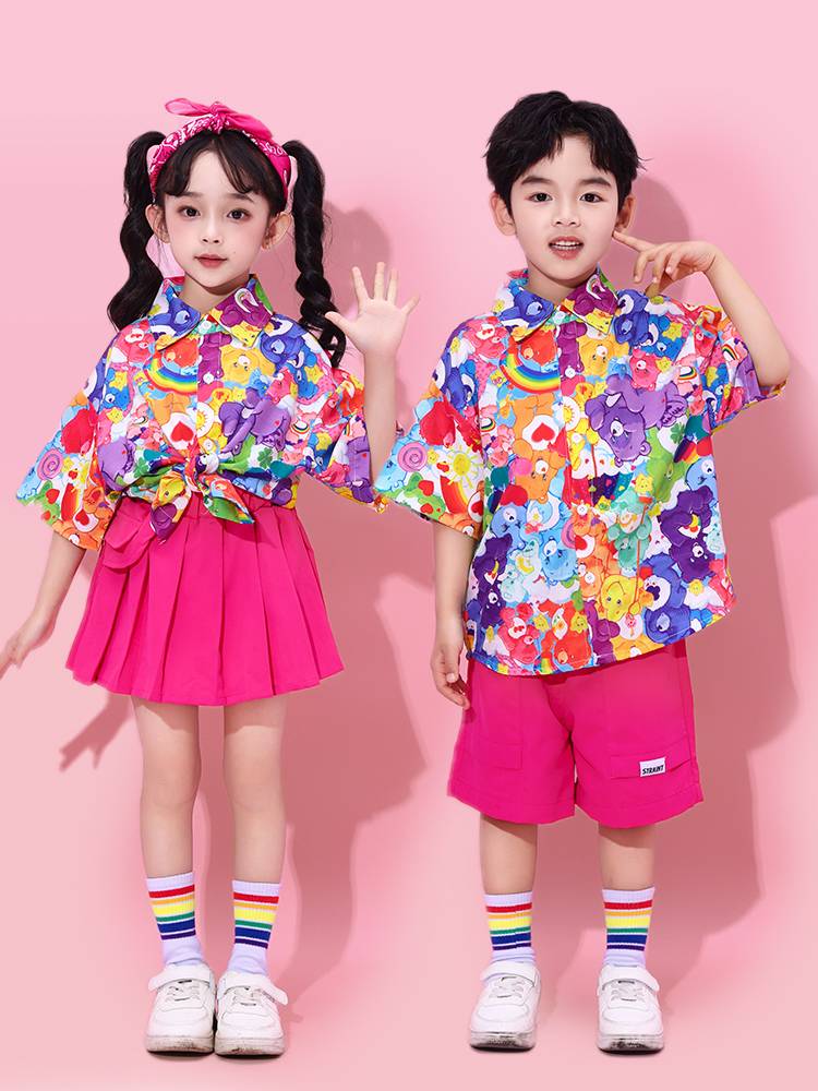 Liuyi cheerleading team retro flower shirt women's Hong Kong style nostalgic catrays and laid laid laid laid laida love dance performance clothes