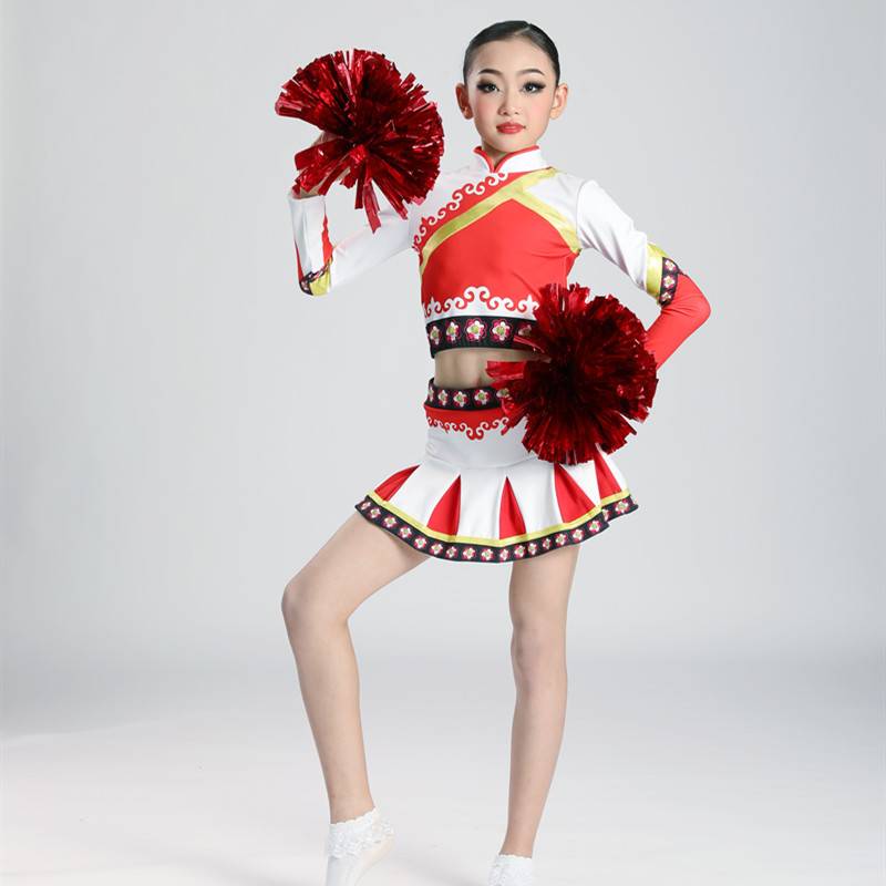 The new cheerleading team performance gymnastics skirt children, boys and women long -sleeved cheerleading sports games performance competition uniforms