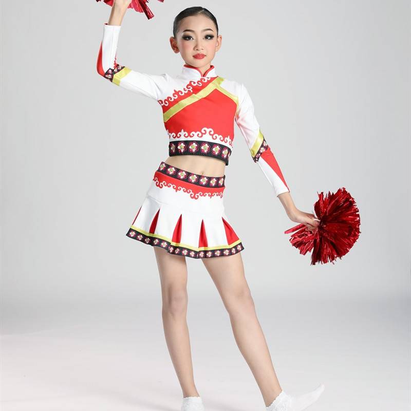 The new cheerleading team performance gymnastics skirt children, boys and women long -sleeved cheerleading sports games performance competition uniforms
