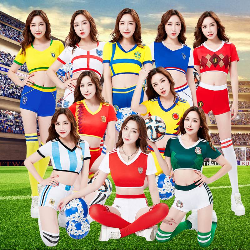 2024 World Football Cup baby jersey uniform bar DS dancing short skirt exposed navel cheerleader clothing women's suit
