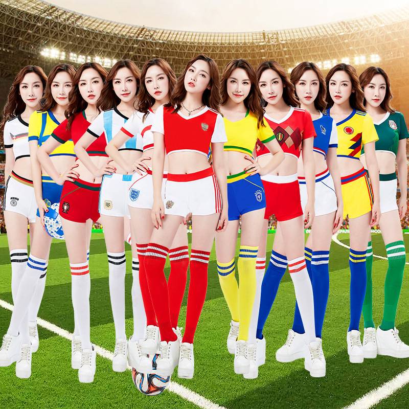 2024 World Football Cup baby jersey uniform bar DS dancing short skirt exposed navel cheerleader clothing women's suit