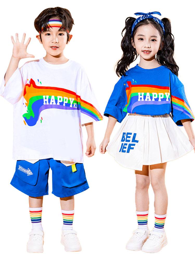 Primary school student cheerleading team performance service kindergarten men and women cheerleading performance clothes children's hip -hop street dance service