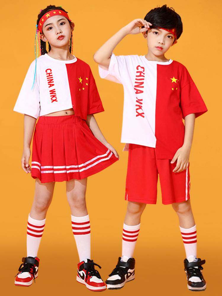 Primary school chorus dance performance clothing La cheerle cheerleading group performed Chinese style hip -hop hip -hop clothing