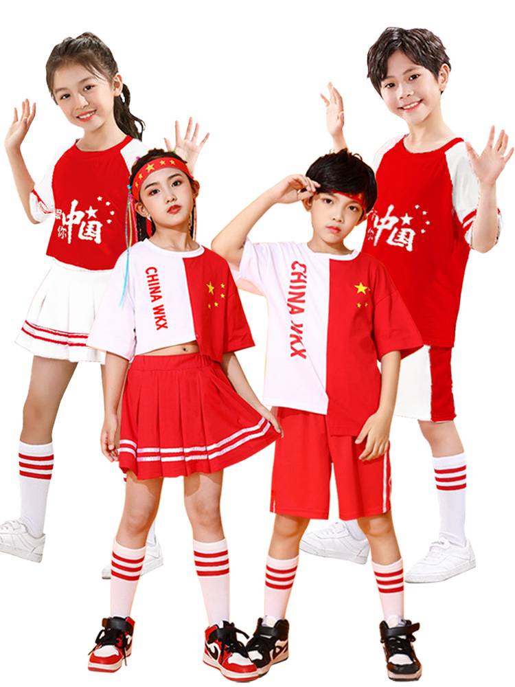 Primary school chorus dance performance clothing La cheerle cheerleading group performed Chinese style hip -hop hip -hop clothing