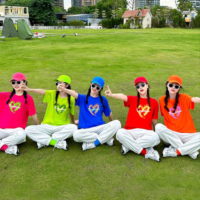Candy -colored student group sports meeting graduation photo la la la fucking performance clothing adult Lara team performance service men and women