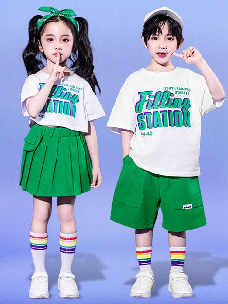 Primary school games, class clothes children's hip -hop clothing kindergarten cheerleading team men and girls hip -hop jazz dance set