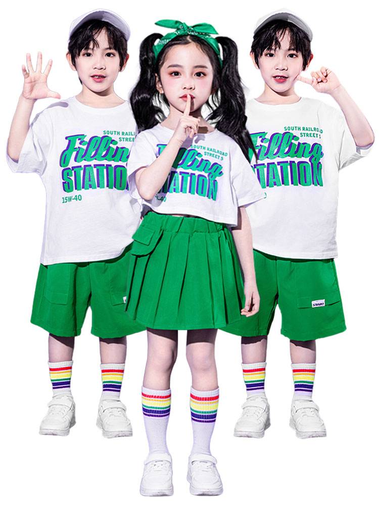 Primary school games, class clothes children's hip -hop clothing kindergarten cheerleading team men and girls hip -hop jazz dance set