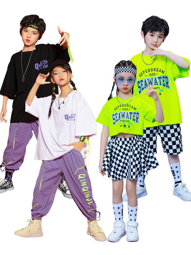 Male girl la la la cheales cheerleading dance performance service elementary school student hip -hop hip -hop jazz dance jazz dance suit