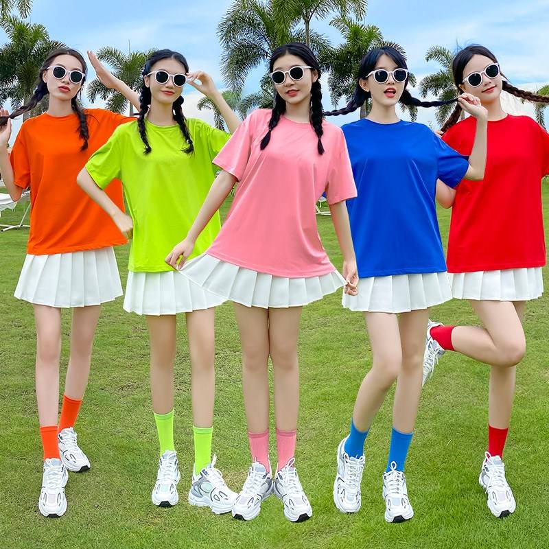 Candy -colored pleated skirt set Summer la la la fucking performances of the Lara team performance season graduation season girlfriends clothing