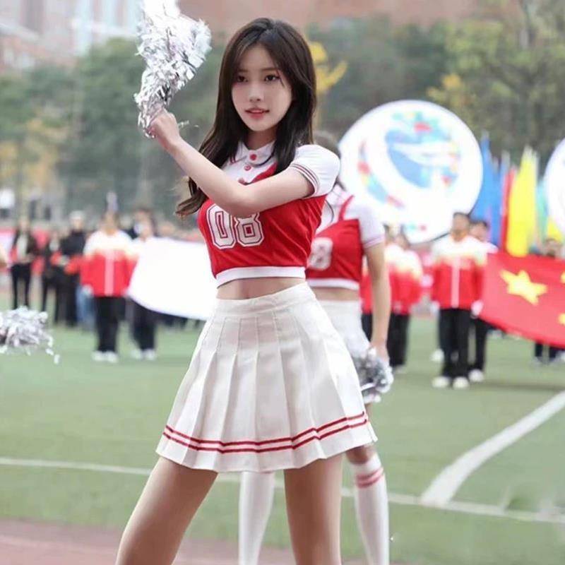The new cheerleader short skirt cheerleading women's group adult football baby babe la la la la la la la showing song performance