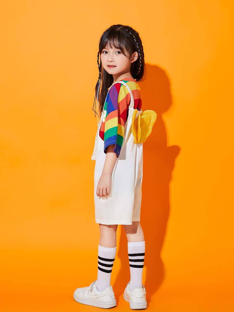Kindergarten Graduate Performance Server Child Children's Chorus Performance Clothing Summer Cute Belt Bare Pants La La Team Elementary School