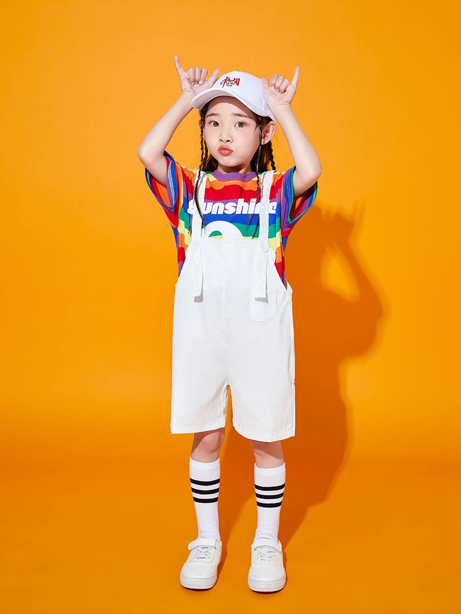 Kindergarten Graduate Performance Server Child Children's Chorus Performance Clothing Summer Cute Belt Bare Pants La La Team Elementary School