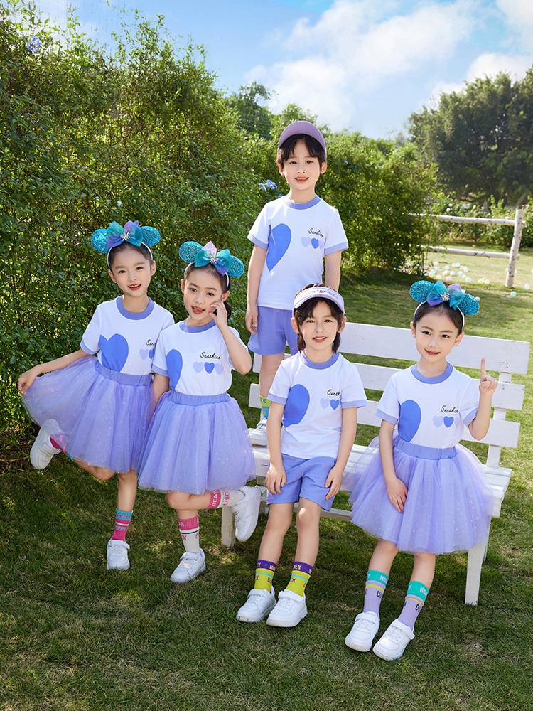 Kindergarten clothing summer new graduation dress set cheerleading team performance sports meeting opening ceremony cheerleading
